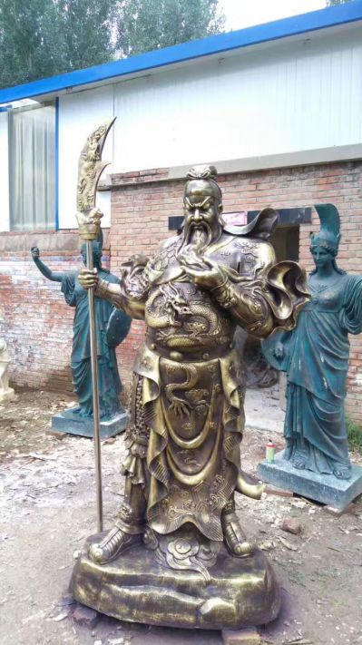 不銹鋼噴金烤漆大型景觀(guān)招財關(guān)公雕塑
