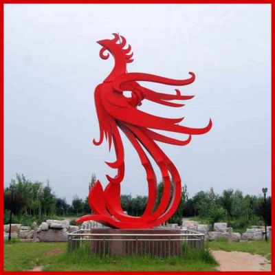 不銹鋼戶(hù)外抽象鳳凰雕塑