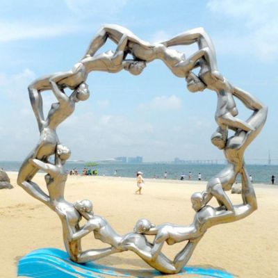 戶(hù)外創(chuàng  )意不銹鋼人物圓環(huán)擺件