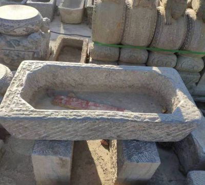 大理石雕刻老石槽庭院養魚(yú)水池