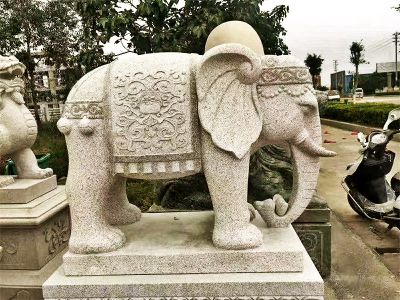 戶(hù)外園林景觀(guān)石雕大象雕塑