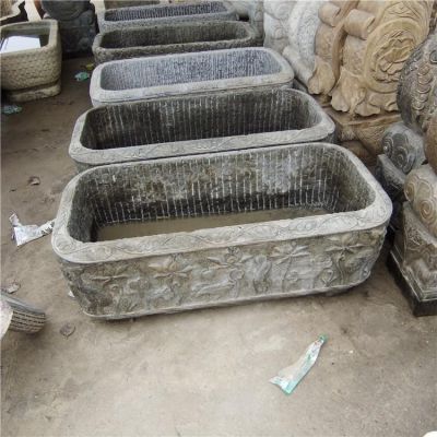 仿古做舊大理石石雕園林庭院養魚(yú)種花老石槽雕塑