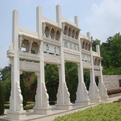 戶(hù)外園林城鎮大理石石雕多門(mén)石牌坊雕塑