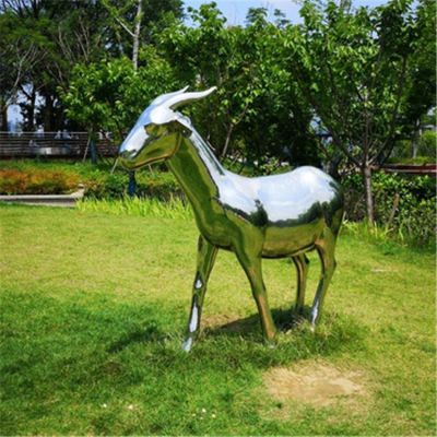 游樂(lè )場(chǎng)不銹鋼鏡面戶(hù)外園林梅花鹿雕塑