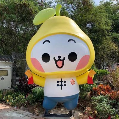 玻璃鋼鴨梨公仔，卡通植物公仔雕塑