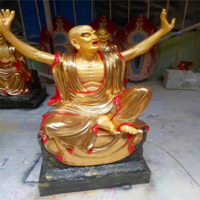玻璃鋼彩繪貼戶(hù)外景區十八羅漢雕塑