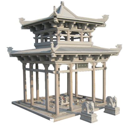 仿古建大理石園林景觀(guān)多角涼亭雕塑