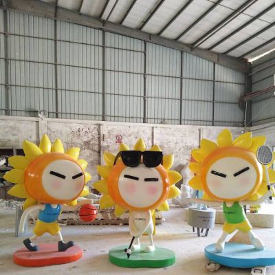 玻璃鋼太陽(yáng)花卡通幼兒園運動(dòng)公仔擺件雕塑