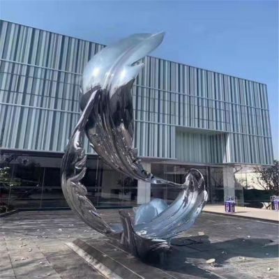 鏡面不銹鋼工廠(chǎng)企業(yè)大型羽毛雕塑