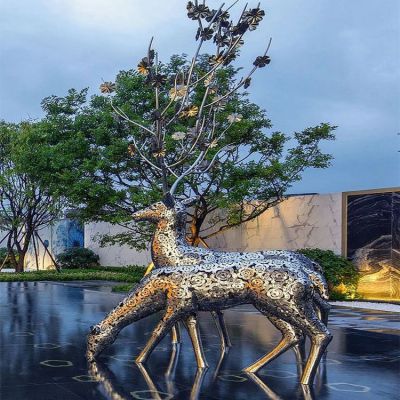 不銹鋼創(chuàng  )意鏤空水景梅花鹿