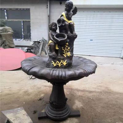 戶(hù)外銅雕西方創(chuàng  )意兒童噴泉雕塑