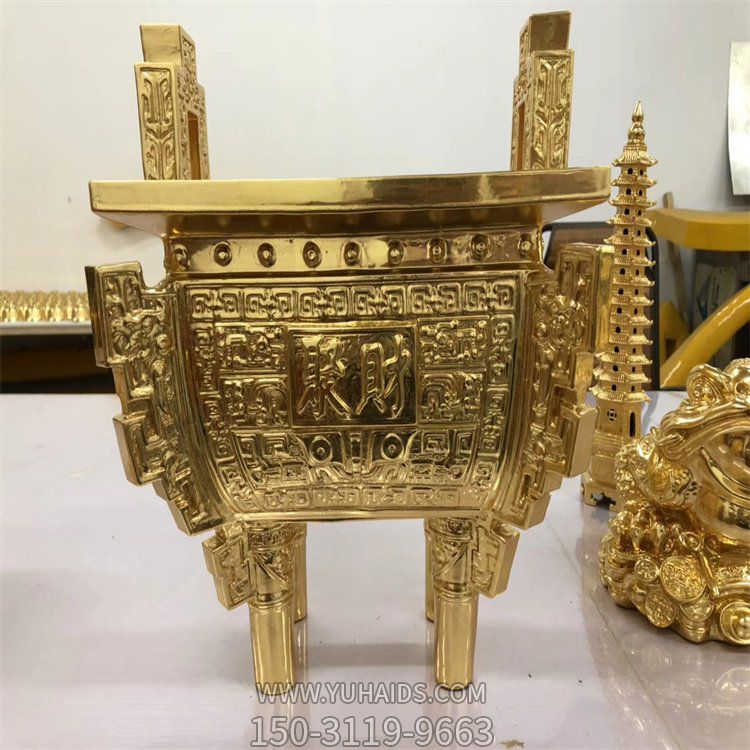 純銅打造戶(hù)外園林景觀(guān)聚財香爐雕塑