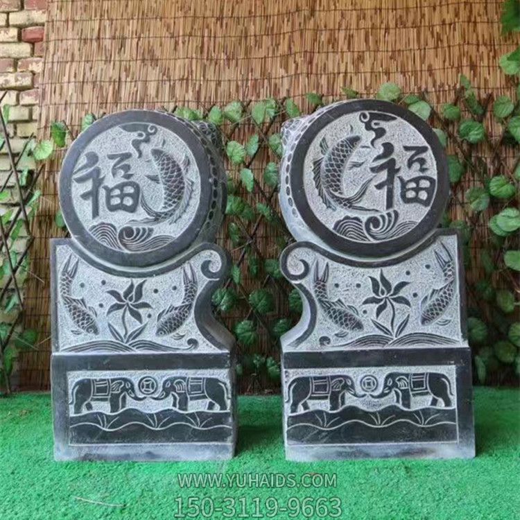 園林古建青石門(mén)墩抱鼓石雕塑