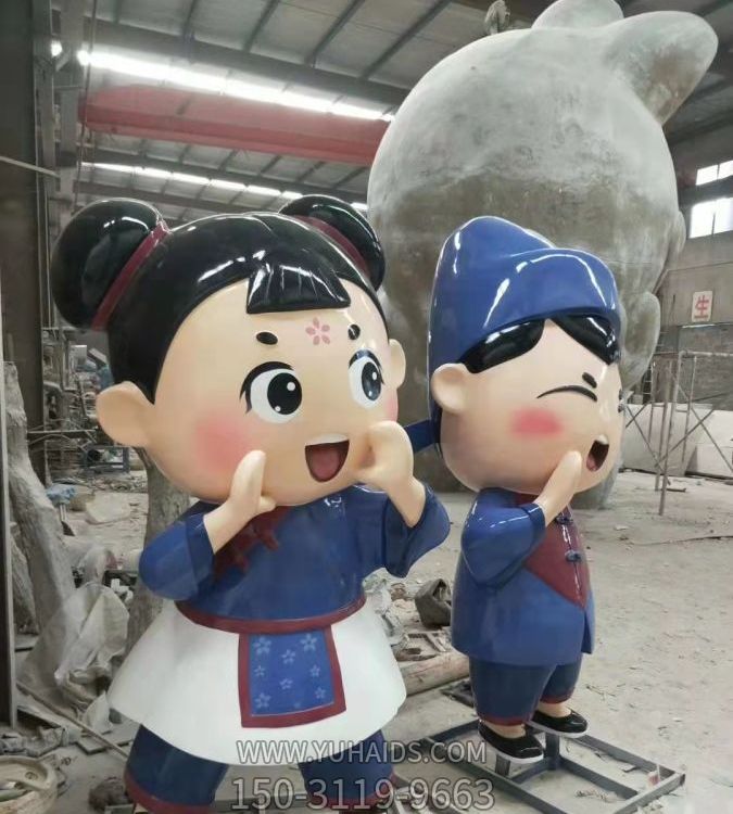 玻璃鋼彩繪卡通公仔商店門(mén)前裝飾宣傳小品雕塑