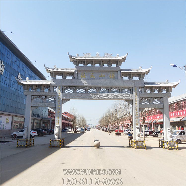 城市街道大理石石雕多門(mén)牌坊雕塑