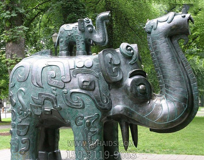戶(hù)外景區創(chuàng )意抽象青銅大象雕塑