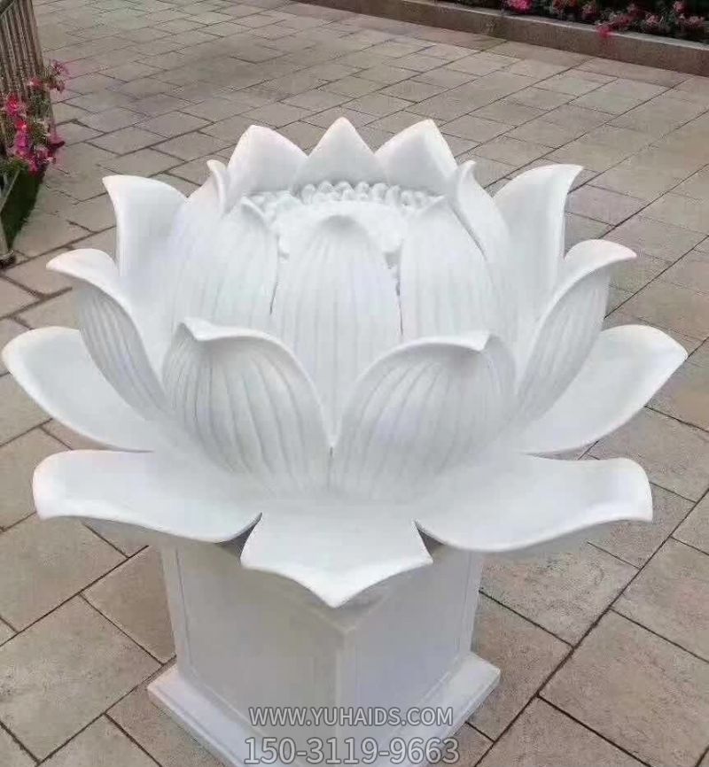 庭院別墅創(chuàng )意漢白玉荷花雕塑