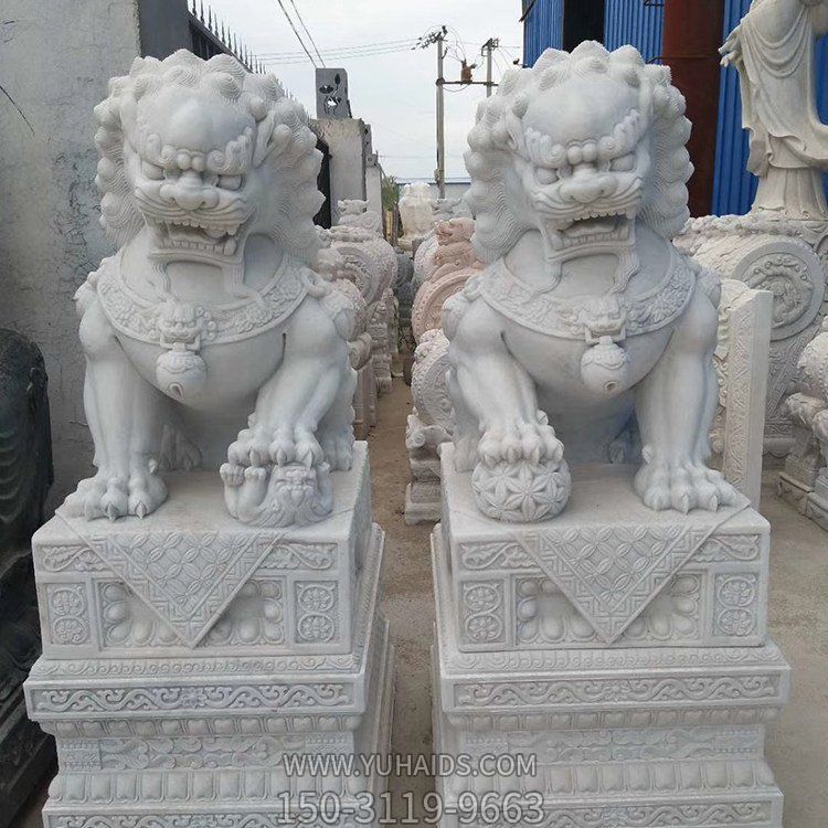 石雕園林別墅小區鎮宅招財大門(mén)口石獅子雕塑
