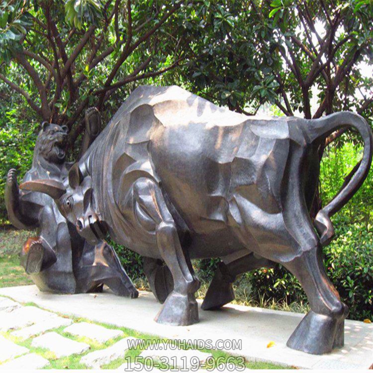 戶(hù)外園林景觀(guān)抽象動(dòng)物老黃牛雕塑