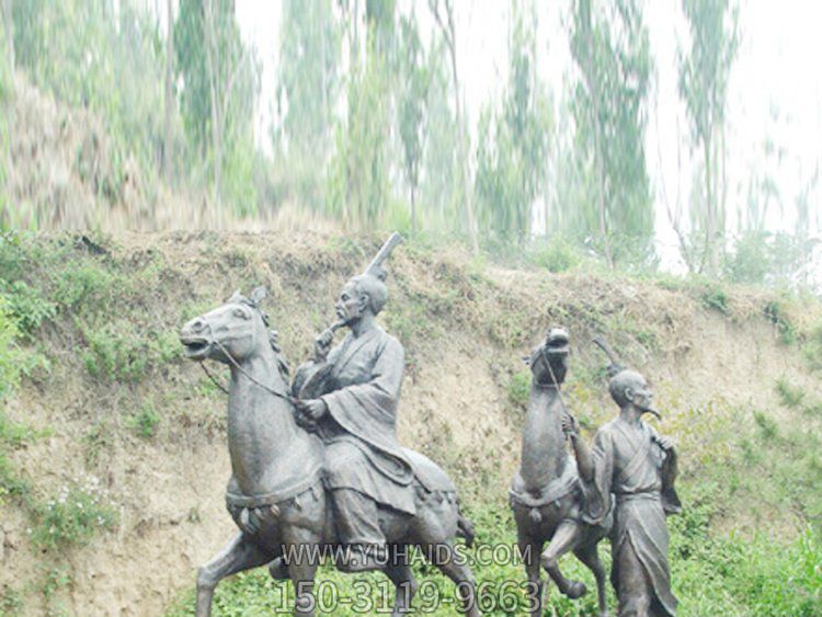 古代銅雕戶(hù)外云林騎馬雕塑
