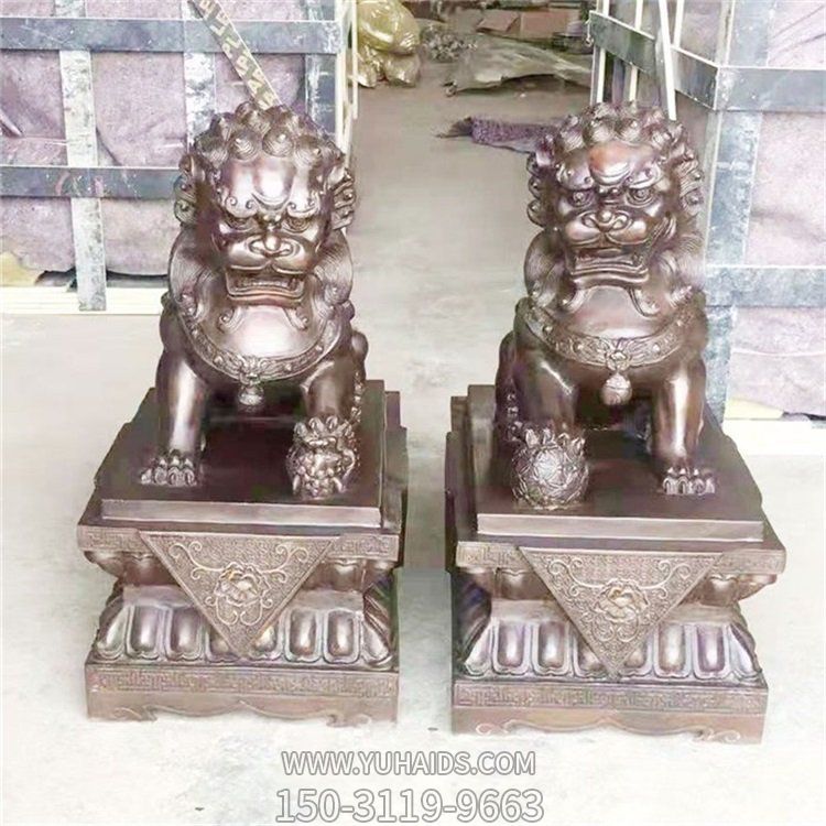 企業(yè)工廠(chǎng)門(mén)口大型銅雕獅子景觀(guān)雕塑