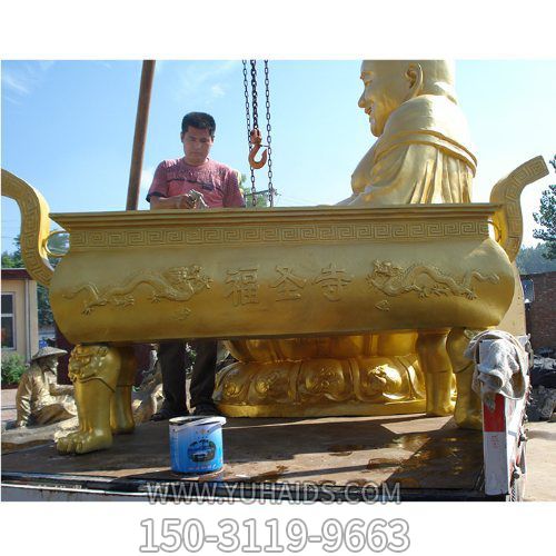 戶(hù)外銅雕噴金烤漆大型浮雕香爐雕塑