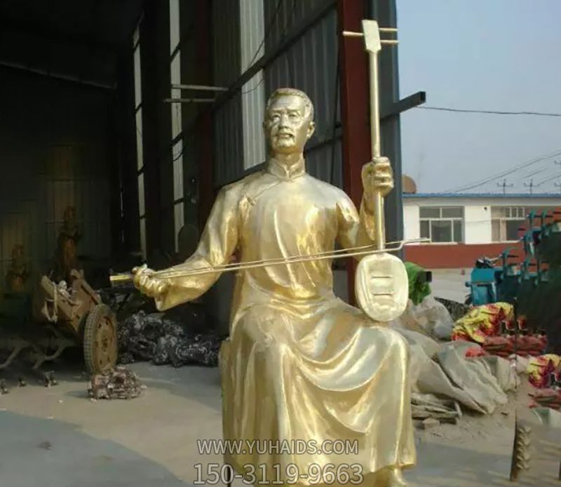 廣場(chǎng)人物景觀(guān)銅雕拉二胡雕塑