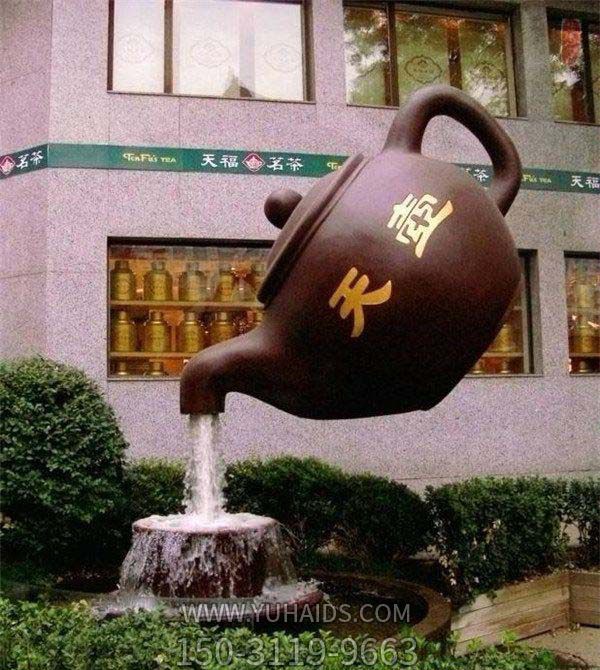 小區大型景觀(guān)玻璃鋼懸空流水天壺雕塑