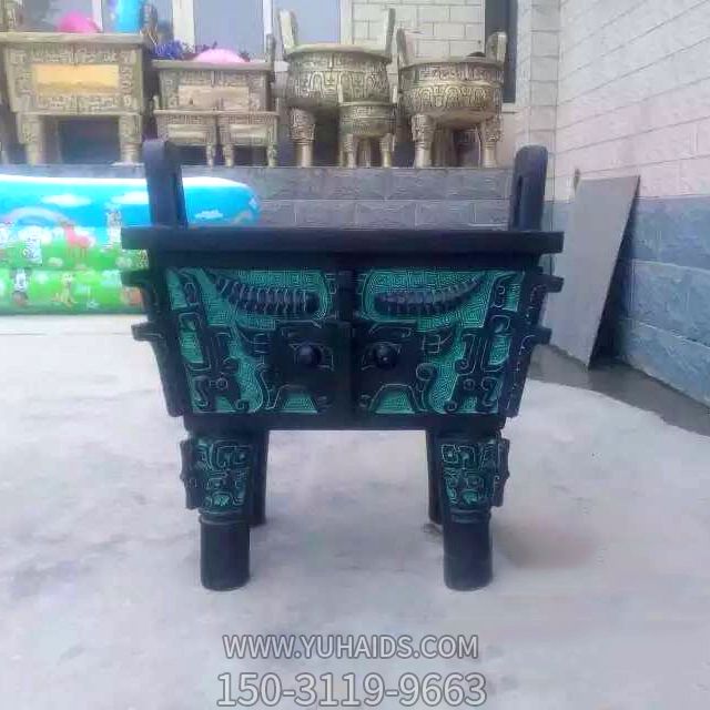 青銅器創(chuàng  )意浮雕寺廟大型鼎雕塑