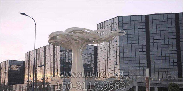 城市創(chuàng )意不銹鋼半空中的云朵雕塑