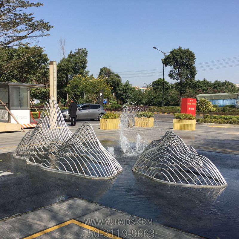 園林小區標志擺件創(chuàng  )意水景抽象假山雕塑