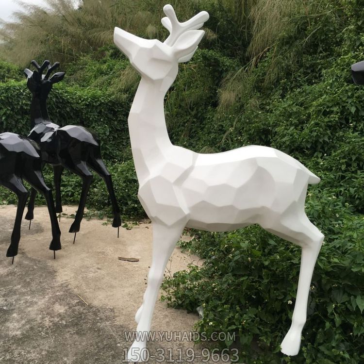 玻璃鋼幾何戶(hù)外園林景觀(guān)梅花鹿雕塑