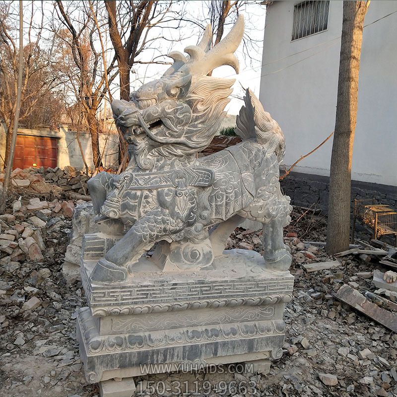 戶(hù)外鄉村大理石石雕神獸麒麟雕塑