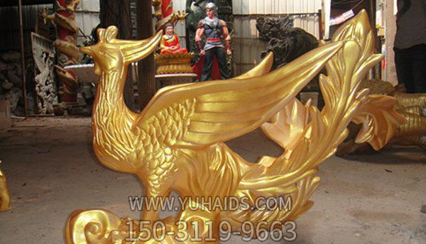 戶(hù)外花園創(chuàng )意不銹鋼仿銅景觀(guān)鳳凰雕塑