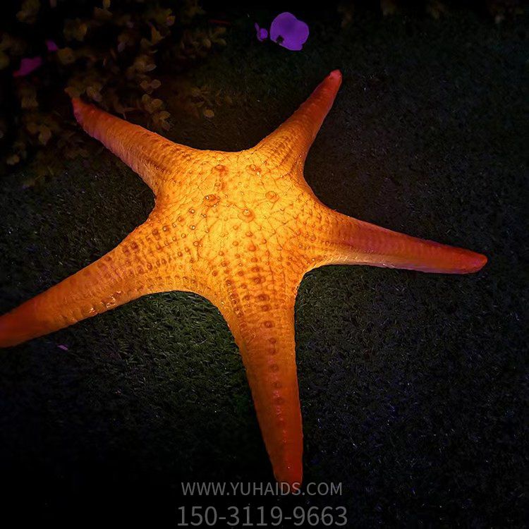 戶(hù)外仿真海洋生物玻璃鋼彩繪海星夜晚照明擺件雕塑