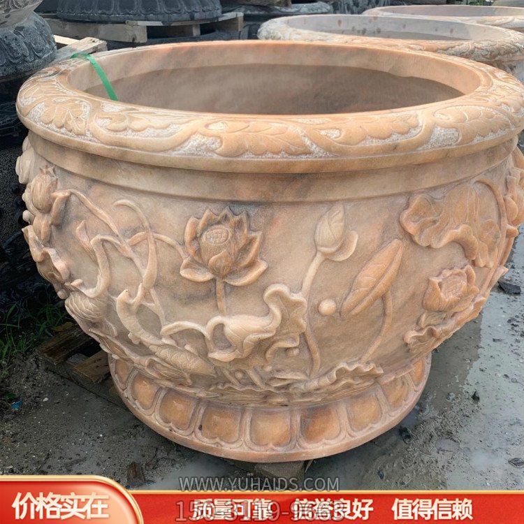 晚霞紅石雕戶(hù)外園林庭院水缸雕塑