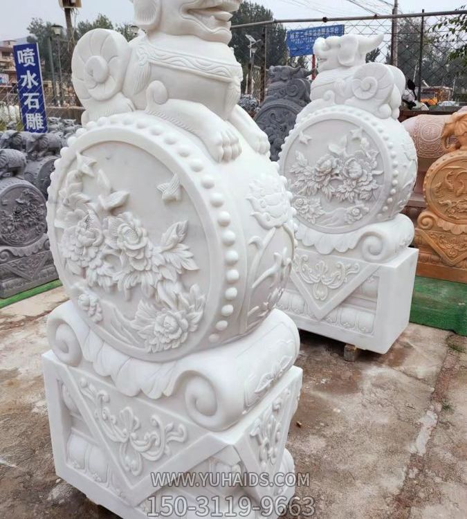 石雕門(mén)墩抱鼓石一對家用門(mén)口別墅鎮宅石墩擺件雕塑