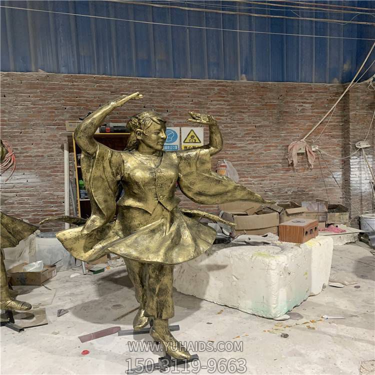 景區園林銅雕跳舞的少數民俗人物景觀(guān)雕塑