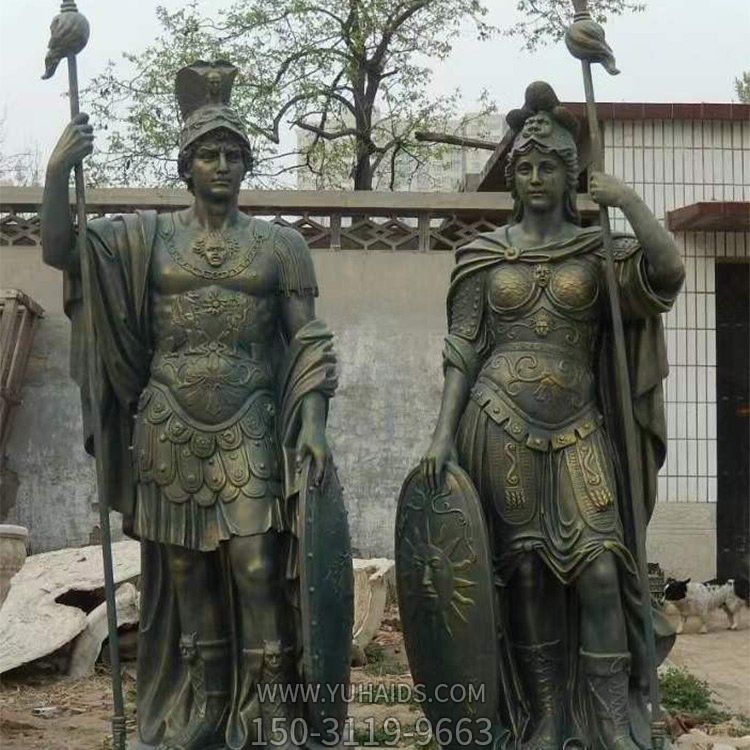 玻璃鋼仿銅戶(hù)外街道西方人物雕塑
