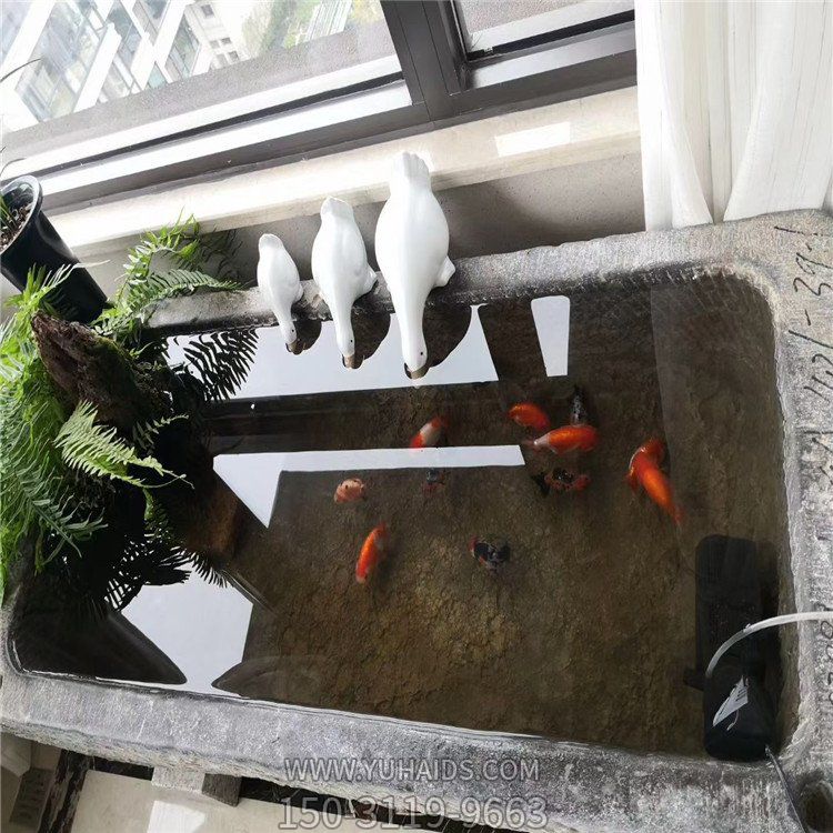 青石雕刻老石槽養魚(yú)庭院陽(yáng)臺擺放水池雕塑