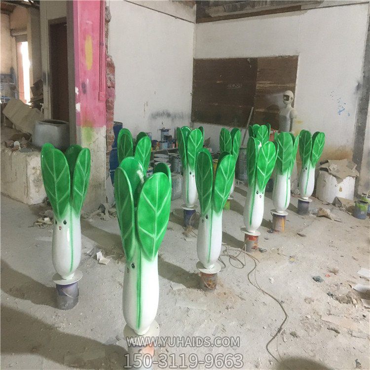 玻璃鋼卡通小油菜，仿真植物雕塑