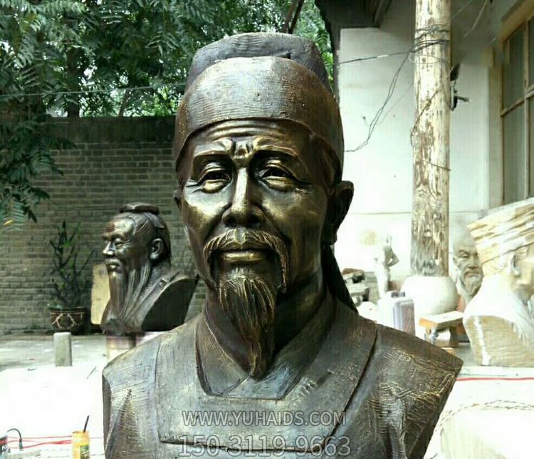 杜甫雕塑 景觀(guān)學(xué)院鑄造彩繪杜甫胸像銅雕