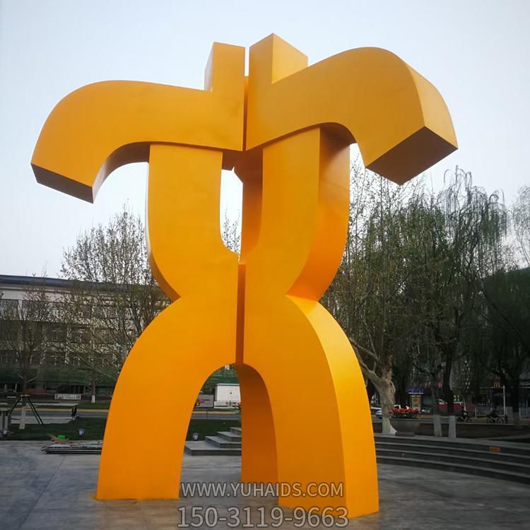 廣場(chǎng)大型不銹鋼彩繪抽象景觀(guān)標志擺件