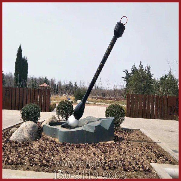 公園大型創(chuàng  )意個(gè)性不銹鋼毛筆擺件雕塑