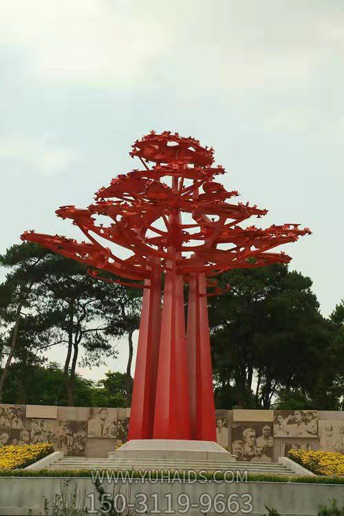 戶(hù)外大型不銹鋼噴漆 樹(shù)雕塑創(chuàng  )意廣場(chǎng)標識