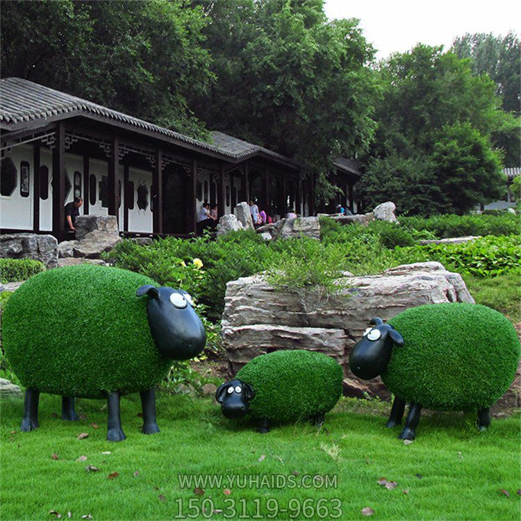 草皮肖恩羊，綠色可愛(ài)綠植動(dòng)物擺件雕塑