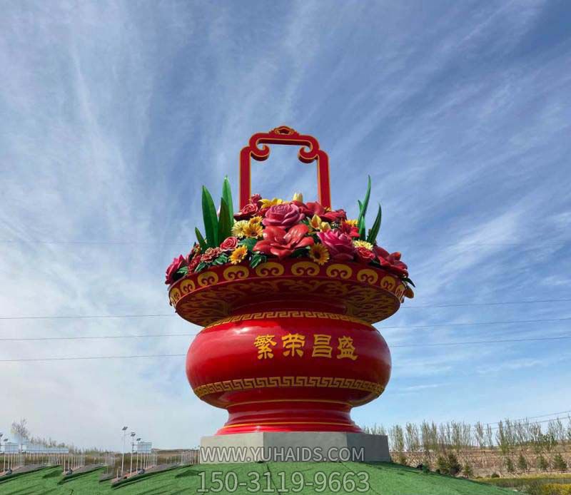廣場(chǎng)戶(hù)外創(chuàng  )意工藝玻璃花籃雕塑