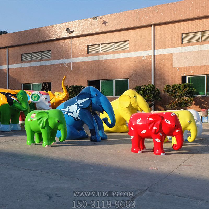 游樂(lè )場(chǎng)動(dòng)物園大型動(dòng)物景觀(guān)玻璃鋼彩繪大象雕塑 游樂(lè )場(chǎng)動(dòng)物園大型動(dòng)物景觀(guān)玻璃鋼彩繪大象雕塑