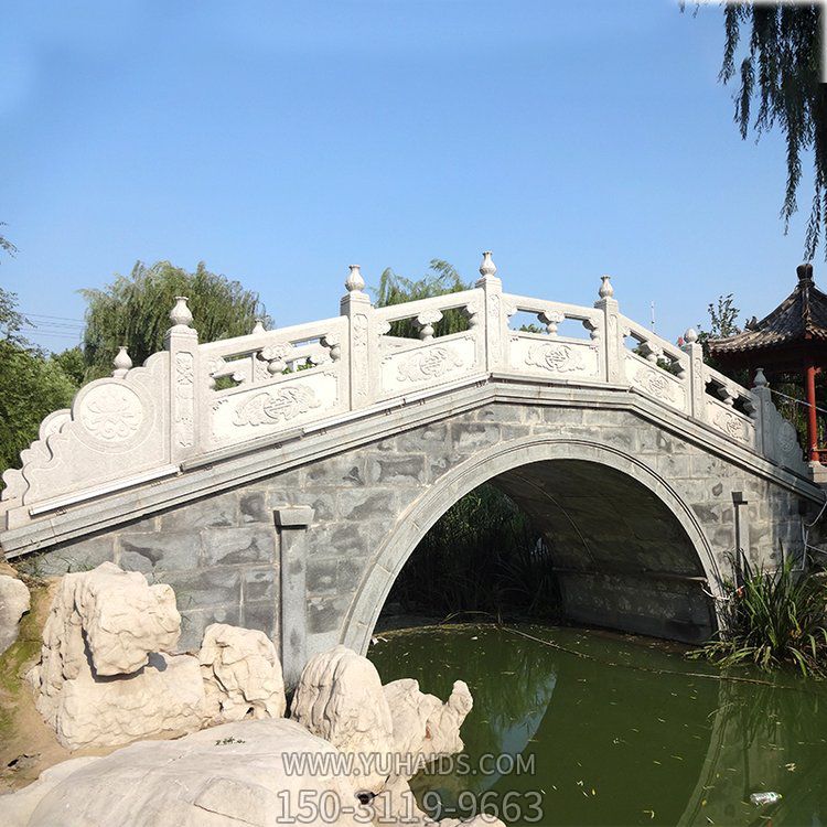 大理石石雕戶(hù)外園林景觀(guān)大型拱橋欄桿欄板<a href=