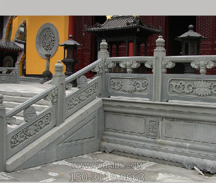 寺院景觀(guān)基底仿古青石雕刻花紋欄桿雕塑